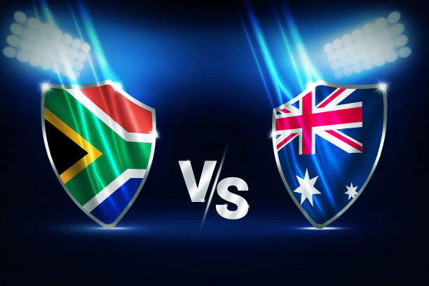 南非对澳大利亚的比赛背景，体育场的旗帜和灯光，体育背景图片下载