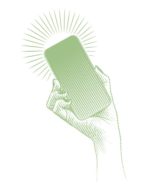 矢量雕刻一个女人的手拿着智能手机图片下载