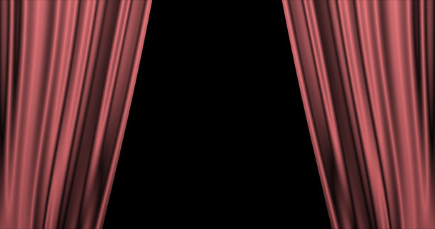 插图框架材料与粉红色缎面风格舞台幕布打开(黑色背景)图片下载