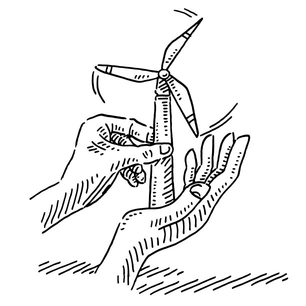 手握风力发电机模型图图片下载