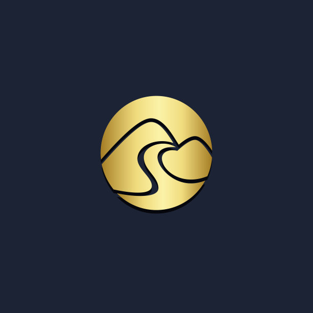 山峰自然圆形金色logo图片下载