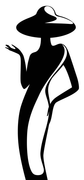 时尚女孩剪影在一顶帽子图片下载