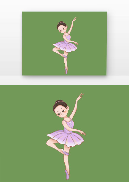 原创元素卡通跳芭蕾女孩图片下载