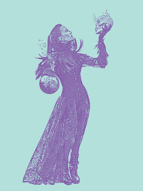 年轻的哥特女人拿着头骨图片下载