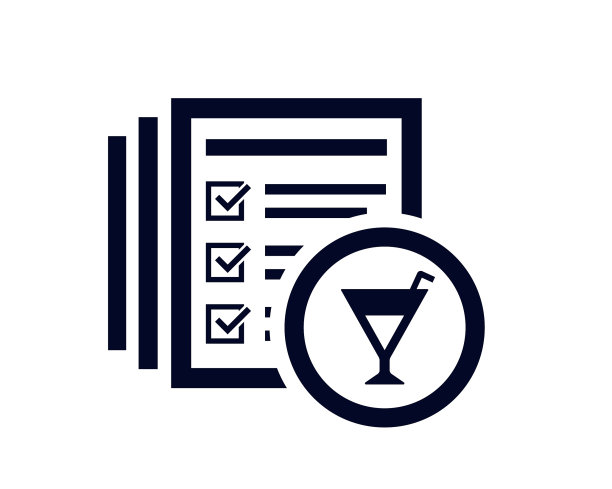 酒杯图标，带有带有勾勾标记的文件列表图片下载