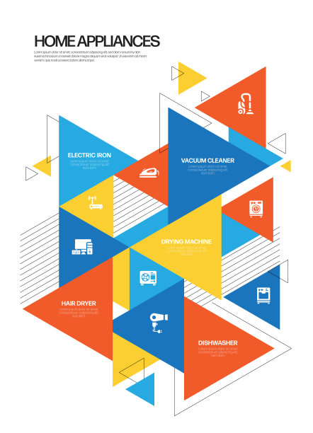 家用电器相关的现代线条风格矢量插图图片下载