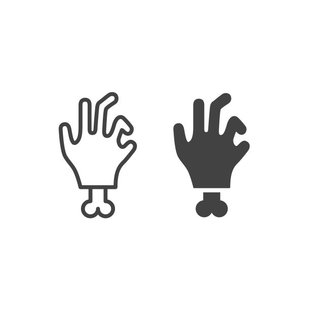 扁平风&线性僵尸手部图标可编辑笔画图片下载