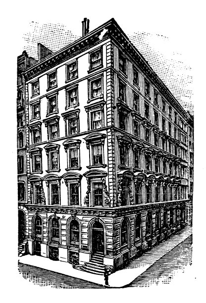 美国古董插画，纽约地标和公司:纽约，汉诺威国家银行图片下载