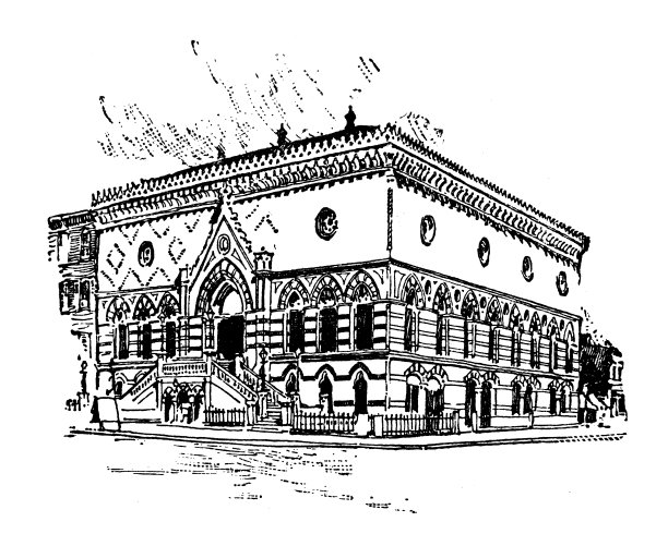 美国古董插画，纽约地标和公司:纽约，国家设计学院图片下载