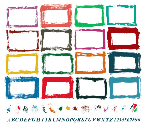 矢量手绘纹理边界和油漆喷溅集:艺术家自己的收藏图片下载