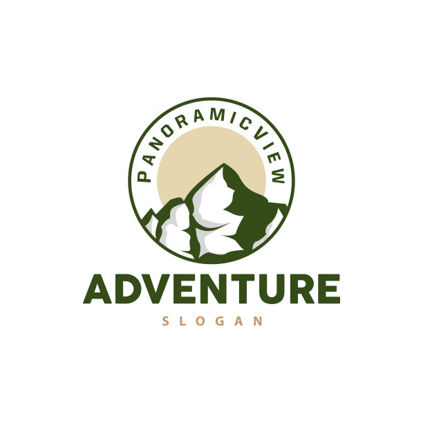 山自然景观符号简单的极简主义设计，矢量插图符号模板图片下载