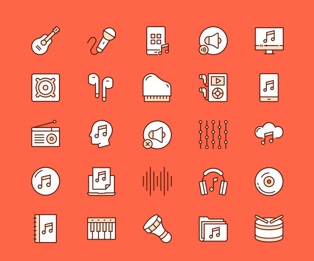 音乐多色线图标图片下载