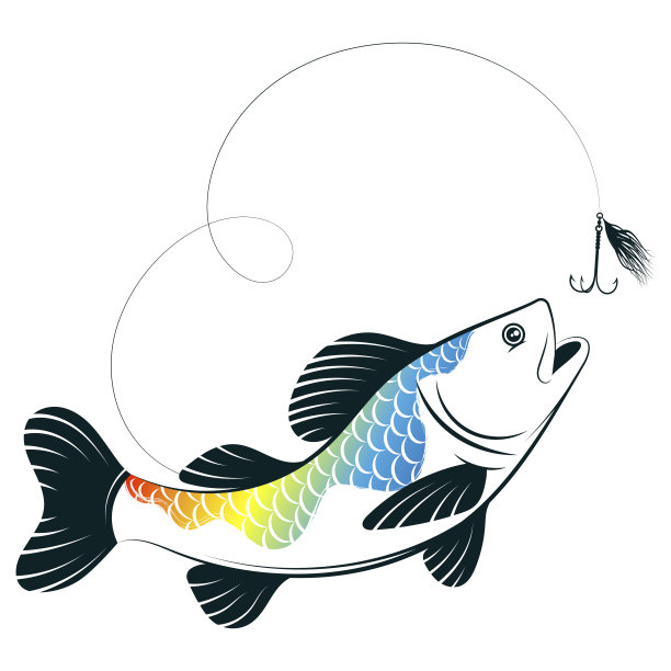 有彩色鳞片的鱼跳着寻找鱼饵图片下载