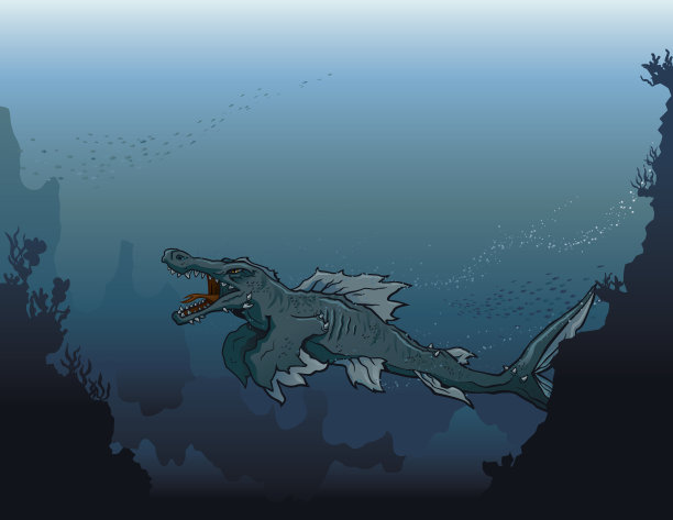 海怪在深水中游泳图片下载