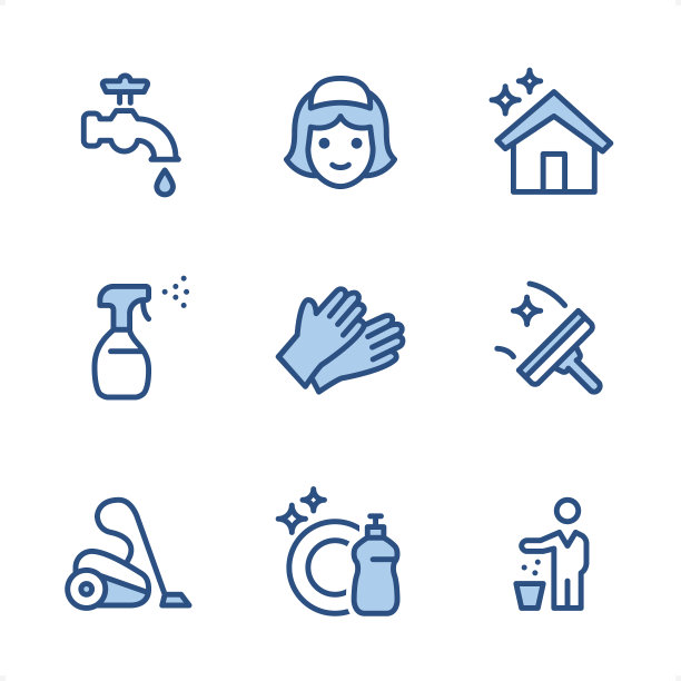 清洁服务-像素完美的蓝色图标图片下载