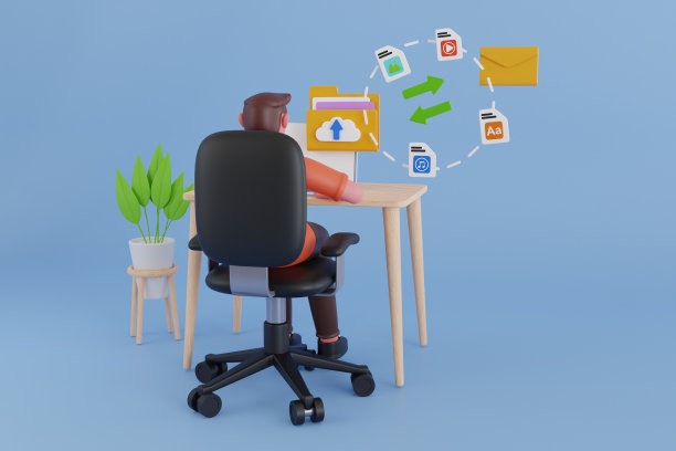 人们通过云网络系统技术访问电子邮件存储和备份。打开屏幕，打开邮件和云存储的笔记本电脑。电子邮件管理3d插图图片下载