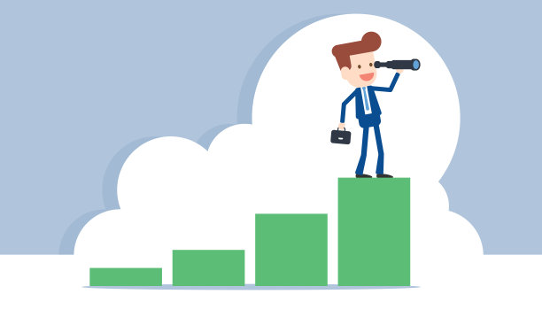 商人用望远镜寻找成功，事业成长图片下载