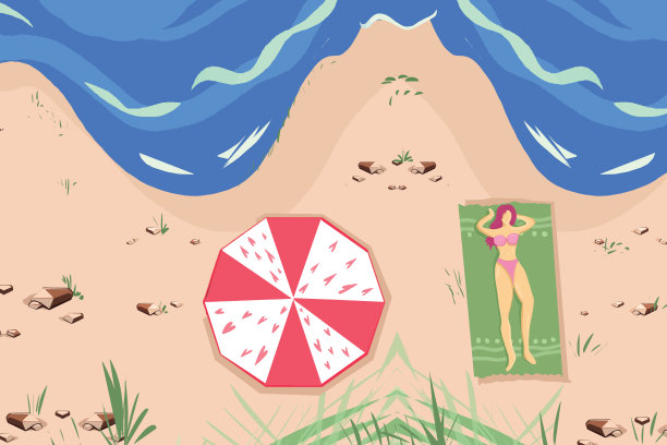 在沙滩上享受炎热的夏日图片下载