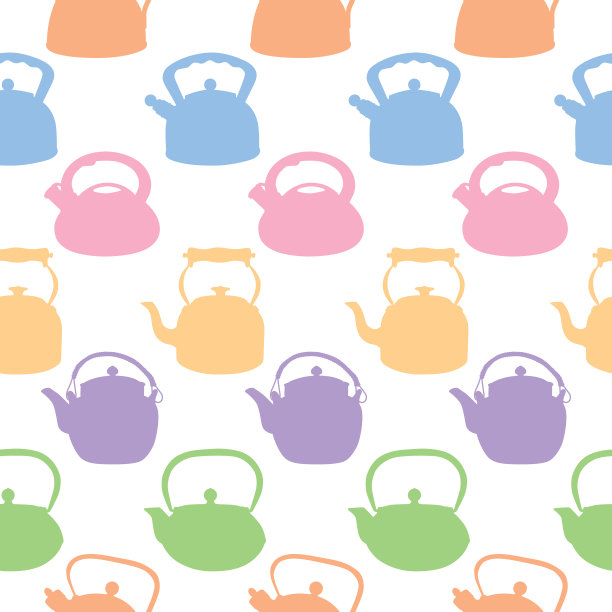 粉彩茶壶无缝图案图片下载