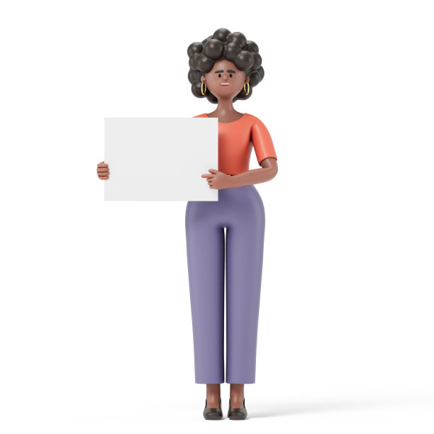 一个3D卡通人物的空白板图片下载