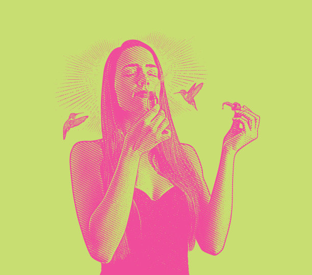 多次暴露在蜂鸟气味的年轻女性精油图片下载