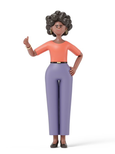 一个站着竖起大拇指的3D卡通人物图片下载