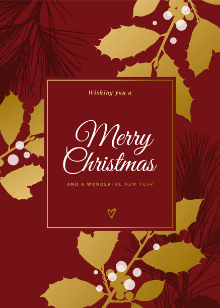 圣诞贺卡常绿剪影。图片下载