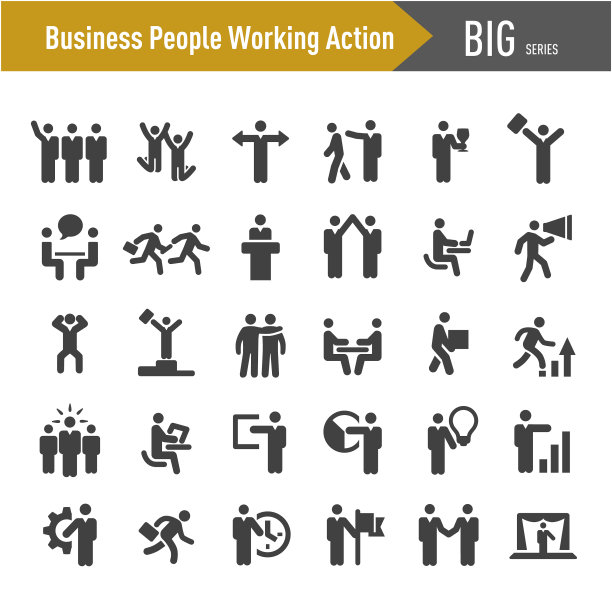 商务人士工作动作图标-大系列图片下载