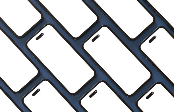 智能手机模型平躺在办公桌上俯视图图片下载