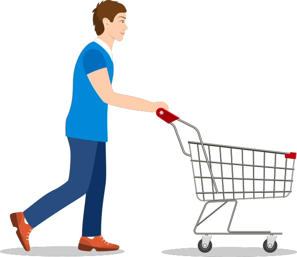 推着购物车的购物男子图片下载