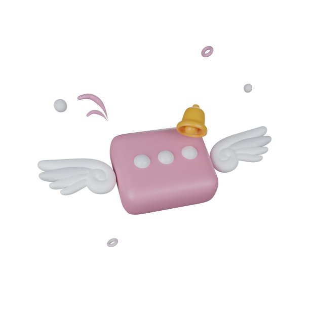 3D语音文本气泡和通知钟现实元素与剪辑路径。三维渲染图片下载