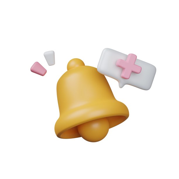 具有剪切路径的3D通知钟现实元素。三维渲染图片下载