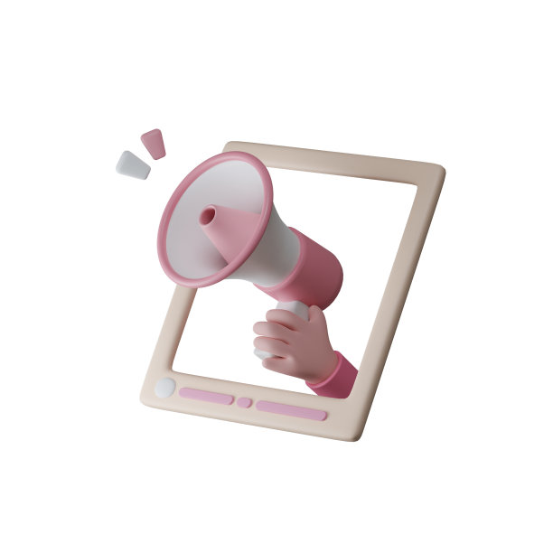 3D图标手持扩音器在蓝色背景与剪辑路径。市场营销的概念。三维渲染图片下载