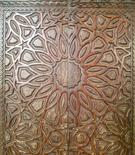 门上的木工植物图案图片下载