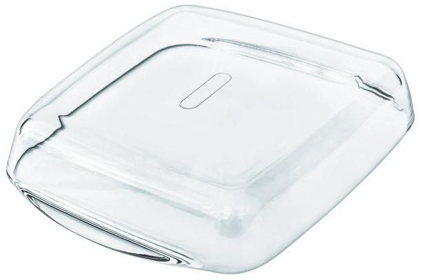 大空圆形方形透明玻璃烤盘手柄设置颠倒隔离在白色背景图片下载