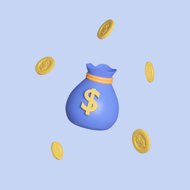 3D货币概念。钱袋周围都是硬币。三维图标渲染图图片下载
