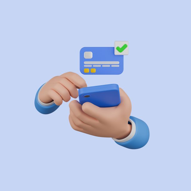 3D手用手机用信用卡付款，送礼盒网上购物。三维渲染图片下载