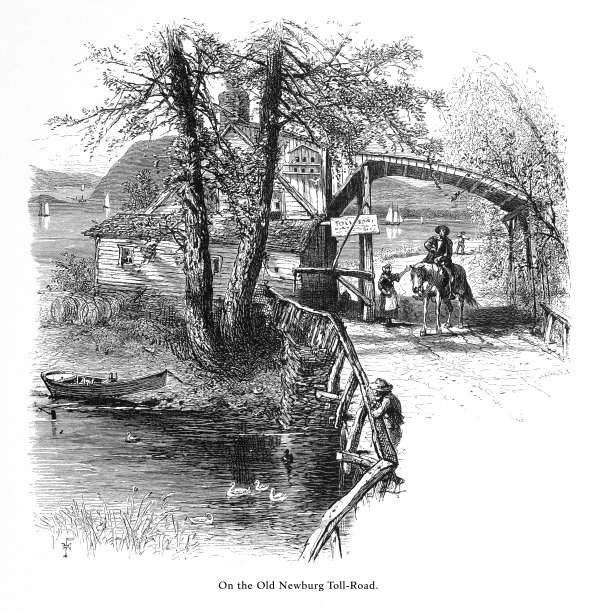 在美国纽约州纽堡的旧纽堡收费公路上，美国维多利亚版画，1872年图片下载
