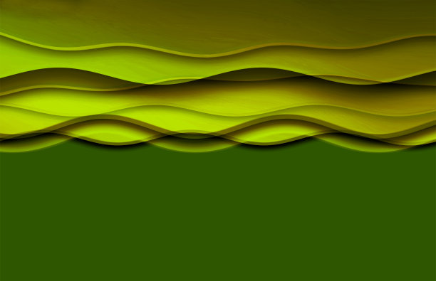 金色和绿色渐变波浪。模板为您美丽的背景，为商业演示文稿，传单，海报，横幅，小册子设计。图片下载