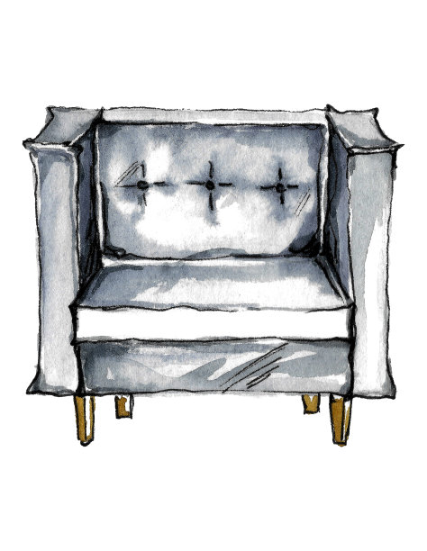 灰色客厅扶手椅，低方形靠背和扶手图片下载