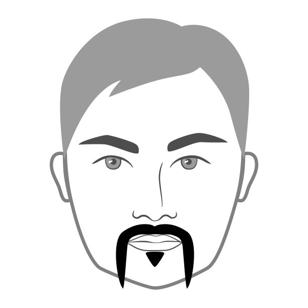 马蹄形胡子和灵魂补丁组合胡子风格的男人的脸插图面部毛发。矢量灰色黑色肖像男性时尚模板平面理发师集合集。时尚发型孤立轮廓图片下载