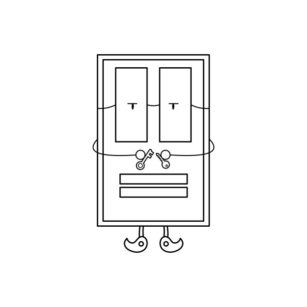 手绘的孩子画卡通矢量插图可爱的锁采摘门图标孤立的白色背景图片下载