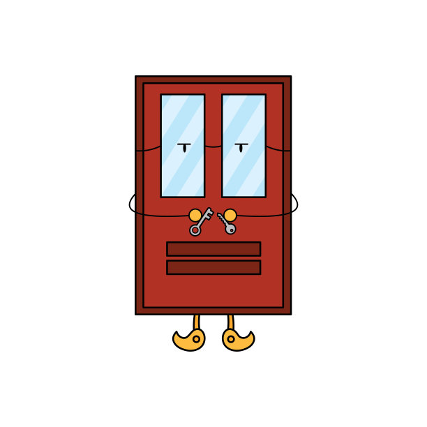 孩子们画卡通矢量插图可爱的锁采摘门图标孤立的白色背景图片下载