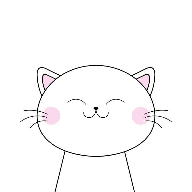 猫头脸线轮廓轮廓图标。白色黑色小猫宠物。可爱的卡通有趣的人物。有趣的卡哇伊微笑涂鸦动物。粉红色的脸颊。平面设计宝宝背景图片下载
