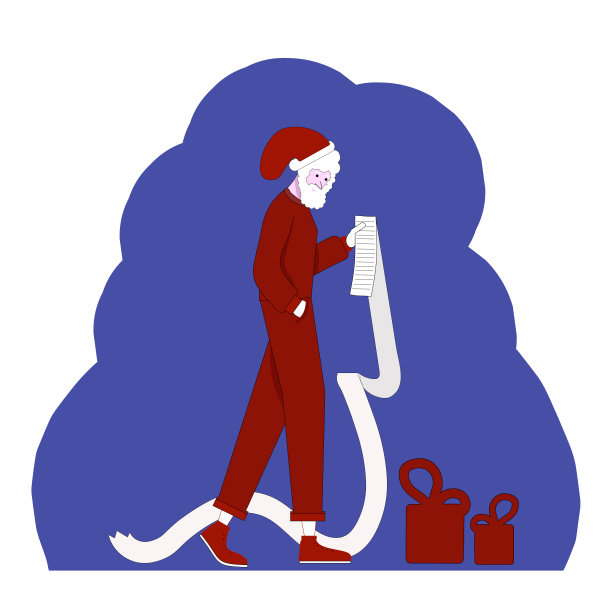 一个矢量插图的圣诞老人持有和阅读从他的圣诞清单的好和坏的孩子图片下载