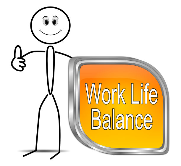 Stickman with Work Life Balance按钮- 3D插图图片下载
