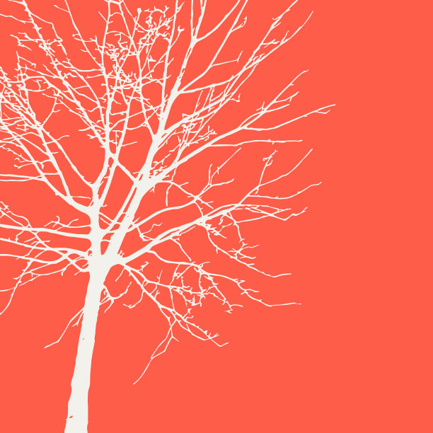 树木剪影双色风格图片下载