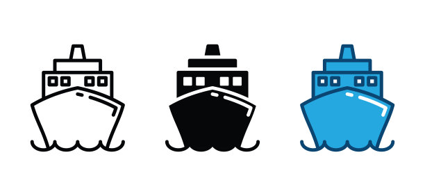 游轮图标前视图在线和平面风格。游艇，航行图标符号在白色背景。矢量图图片下载