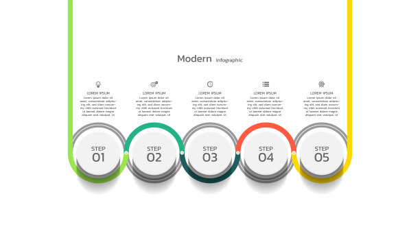 矢量流程业务信息图表模板彩色设计图片下载