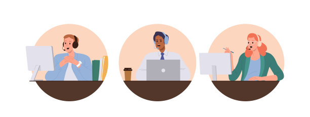 与呼叫中心友好的接线员交谈，为客户提供咨询服务图片下载